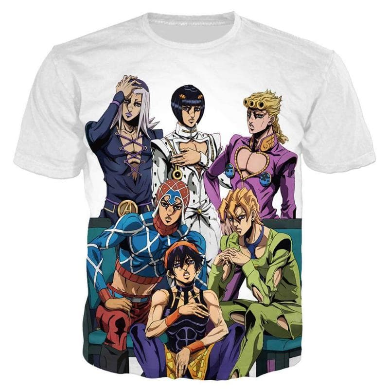 JoJo's Bizarre Adventure Anime T-Shirts Men Women Cartoon 3D Print T Shirt Fashion Harajuku Kids Round Neck Tees Tops Clothing L