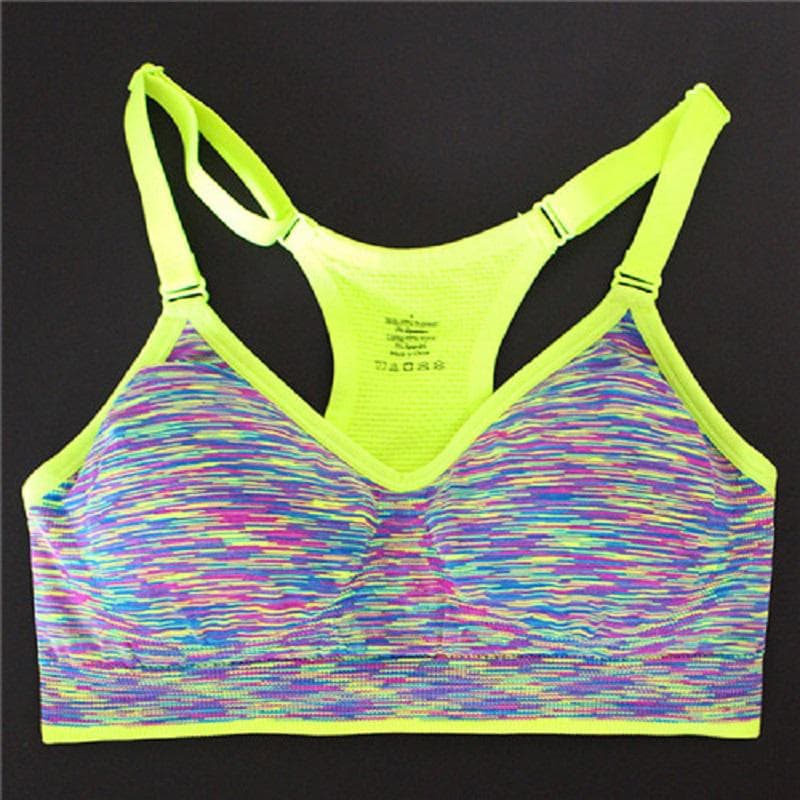 Quick Dry Padded Women Yoga Gym Fitness Sports Bra Shockproof Running Brassiere Tank Top M yellow