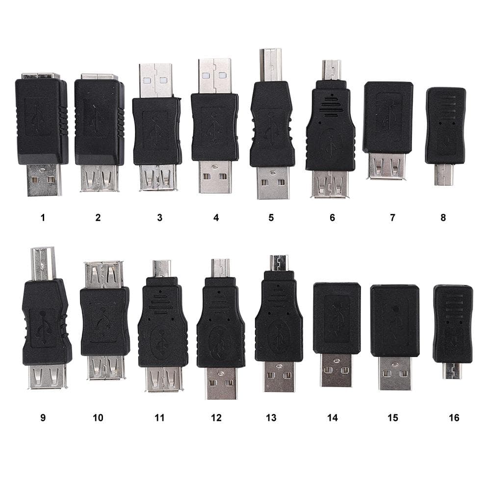16PCS Multipurpose USB2.0 Adapter Converter USB Male to Female Micro USB