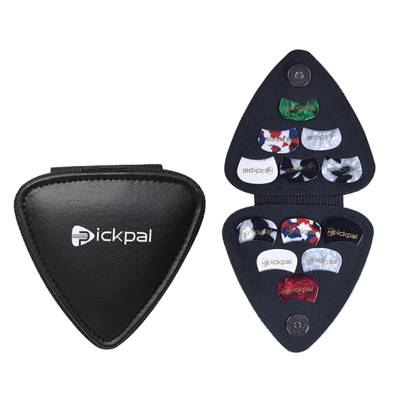 PICKPAL Guitar Picks Holder Case for Acoustic Electric Guitar Includes 12 PCS Guitar Picks Leather black