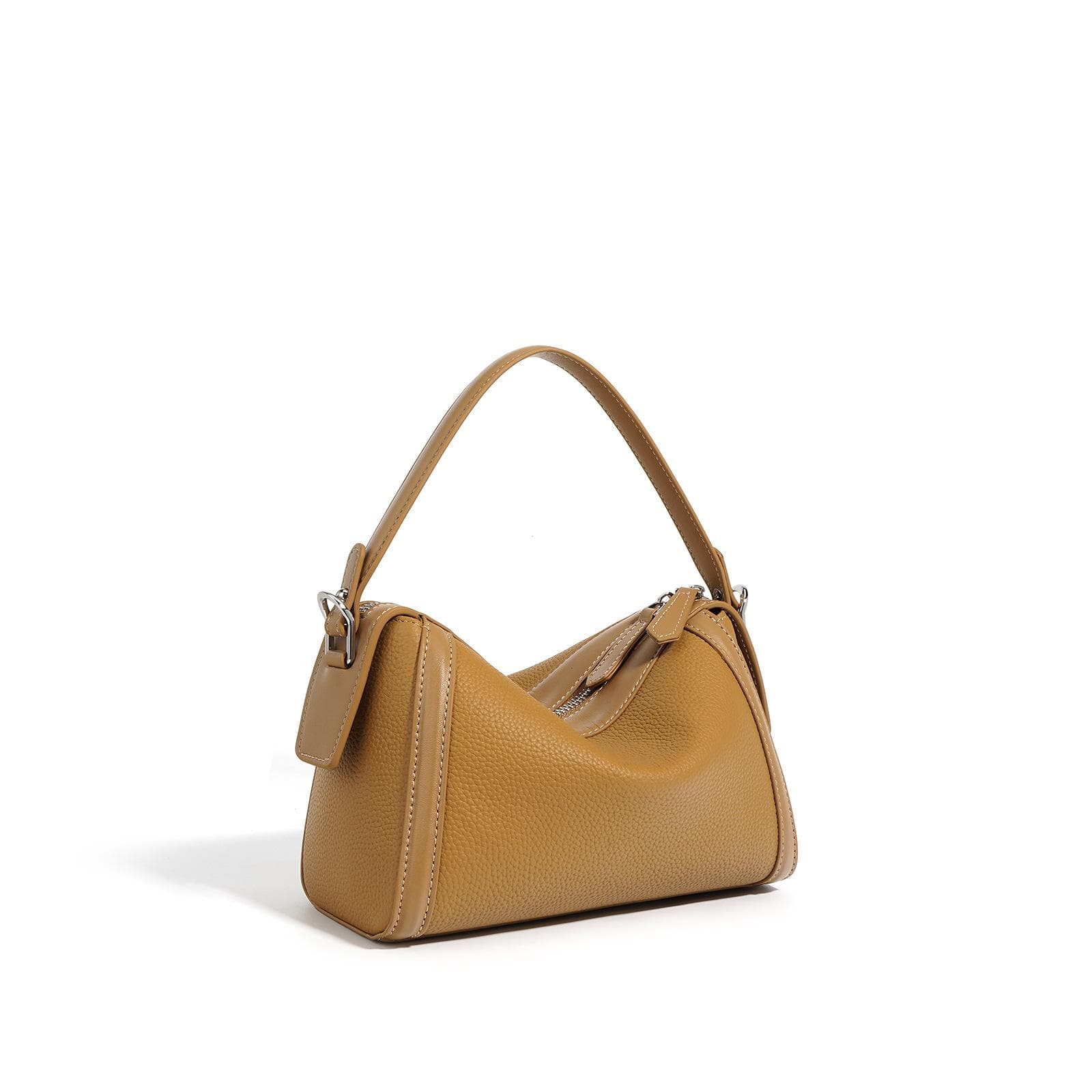 Head-layer Leather Pillow Bag for Women with High-end Leather Texture, One-shoulder Crossbody, Versatile Simple Boston Bag Underarm Bag