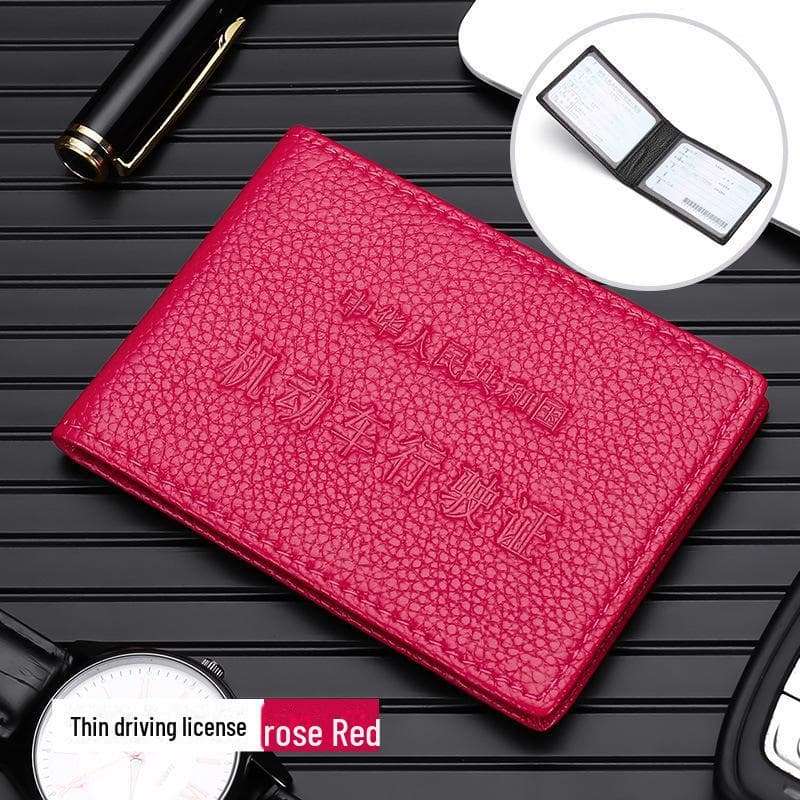 Ultra-Thin Genuine Leather Driver's License and ID Holder - Top Layer Cowhide Cover