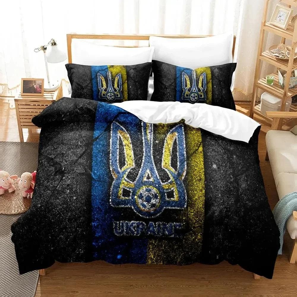 3D Print Ukrainian Flag UKRAINE Bedding Set Duvet Cover Bed Set Quilt Cover Pillowcase Comforter king Queen Size Boys Adult 70x133cm 2pcs