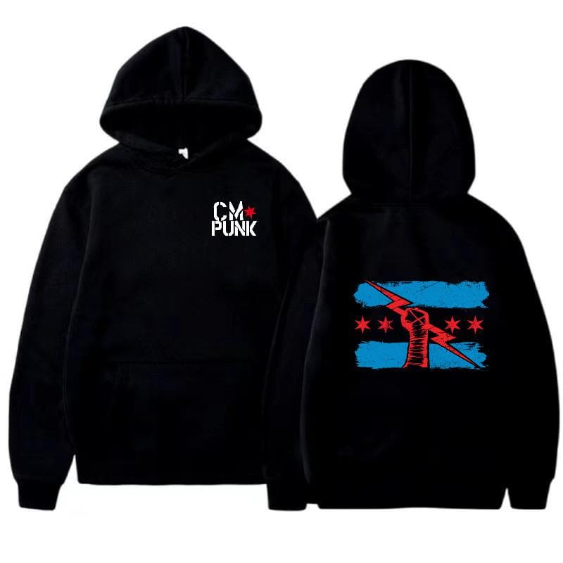 Autumn and Winter Famous Wrestler Returns to CM Punk Men's Solid Hoodie Print Street Sports Casual Top 3XL