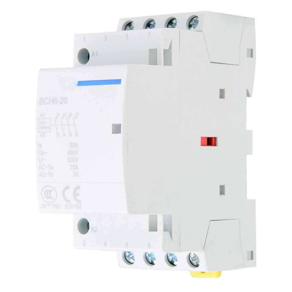 4P 4NO 20A Household AC Contactor DIN Rail Mount (24V)
