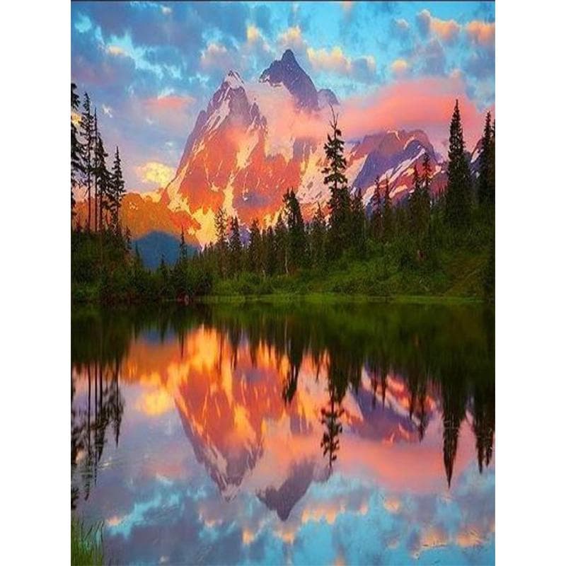 Diamond Painting Of Rhinestone DIY Diamond Embroidery Landscape Waterfall Mountain 20X30CM