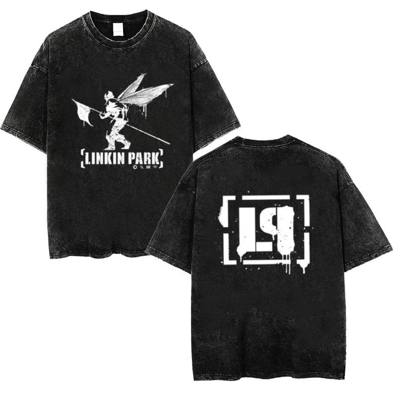 Men Washed T Shirt Casual Linkin Meteora 20th Anniversary Park Vintage tees Oversized Comfortable Streetwear S