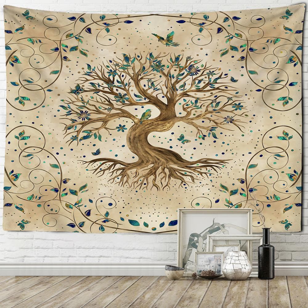 Tree of Life Background Cloth Tapestry Psychedelic Polyester Fabric Printed Bohemian Style Wall Hanging Home Decor 230x180cm