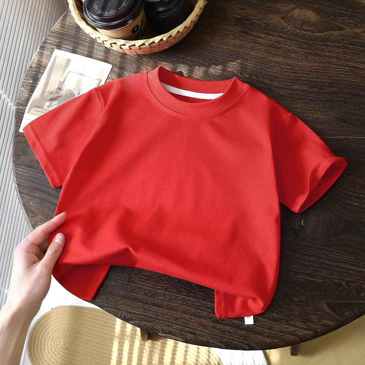 Children's 100% Cotton T-Shirt Soft Breathable Summer Casual Top White Red Black T-Shirt Girls' Summer Baby Clothes 90cm red
