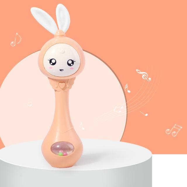 Baby Music Flashing Rattle Toys Rabbit Teether Hand Bells Mobile Infant Stop Weep Tear Rattles Newborn Early Educational Toy 18M orange
