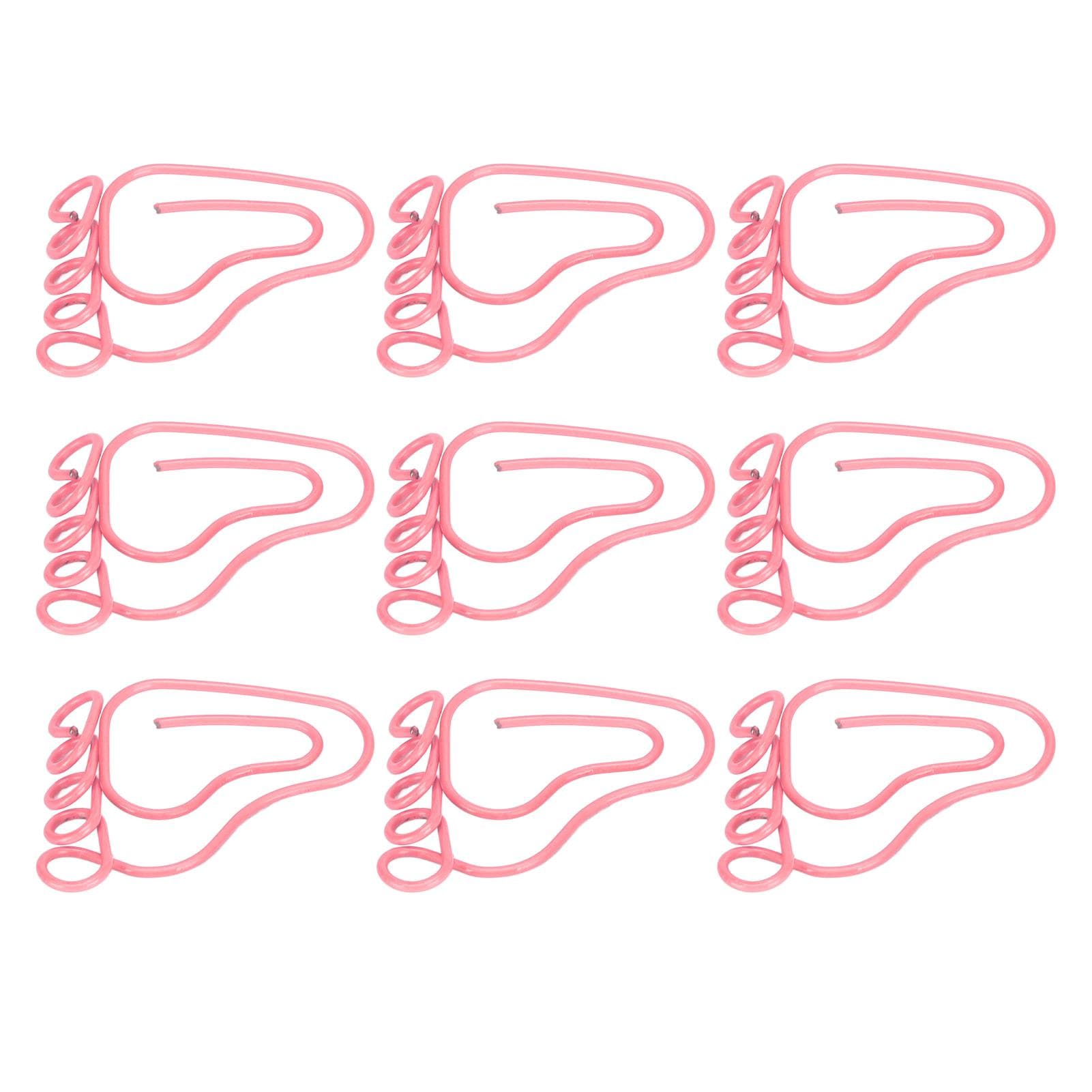 100pcs Paper Clip Foot Shape Cute Anti Slip Portable Paperclip for Bookmark Office Document File pink