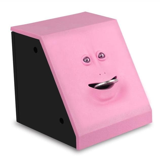 Face Money Pot Money Eating Coin Bank Monkey Saving Box Automatic Coin Eating Savings Facebank Piggy Bank Novelty Gift for Kids pink