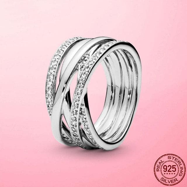 Female Ring 2022 New 925 Silver Sparkling & Polished Lines Finger Ring for Women Wedding Engagement Jewelry Gift Anel 6