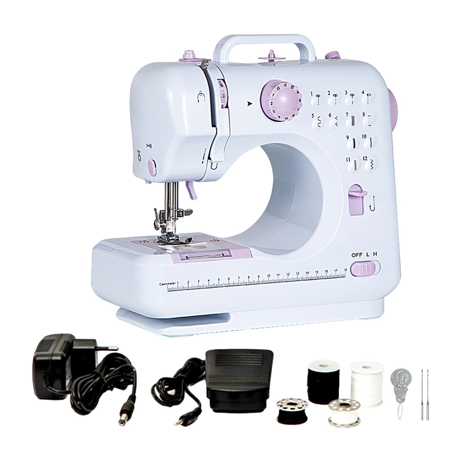 Electric Small Sewing Machine with Foot Pedal 12 Stitches Adjustable Speeds Sewing Machine for US Plug