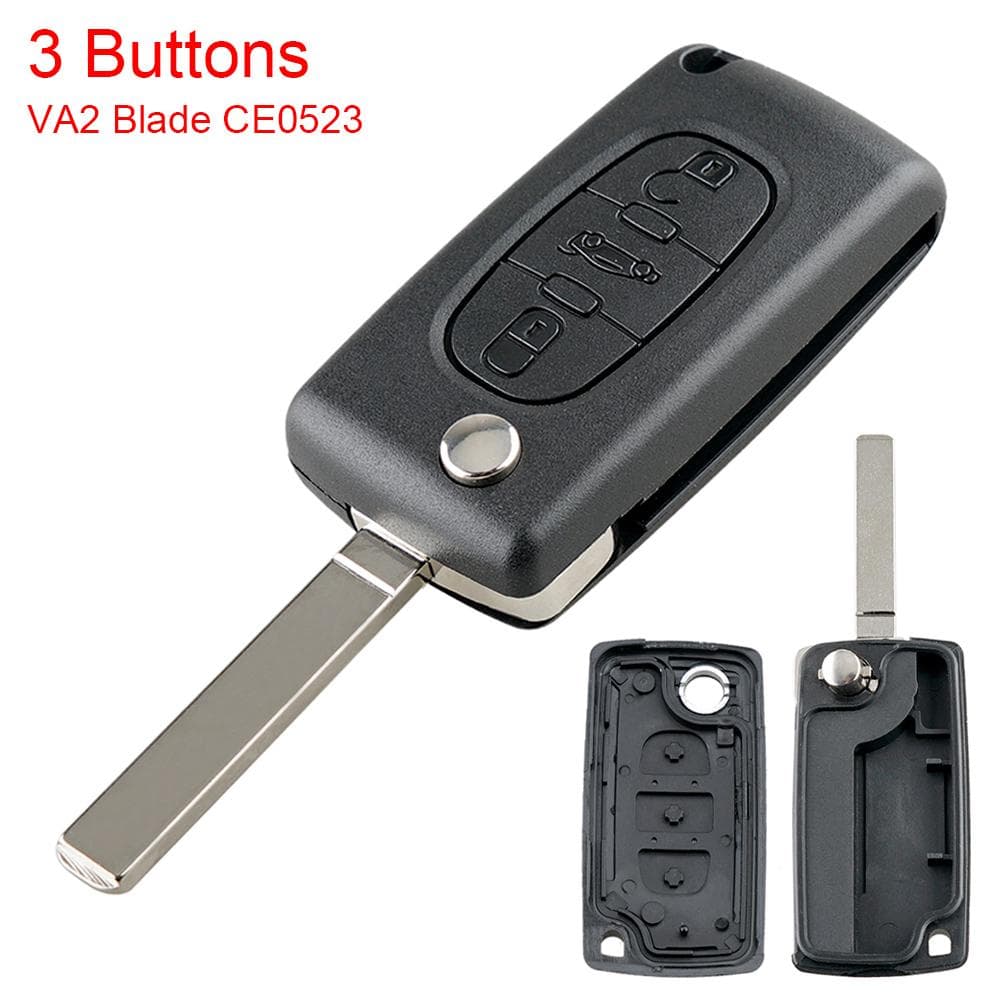 3 Buttons Entry Replacement Flip Folding Uncut Car Key Shell Fit for Citroen C2 C3 C4 C5 C6