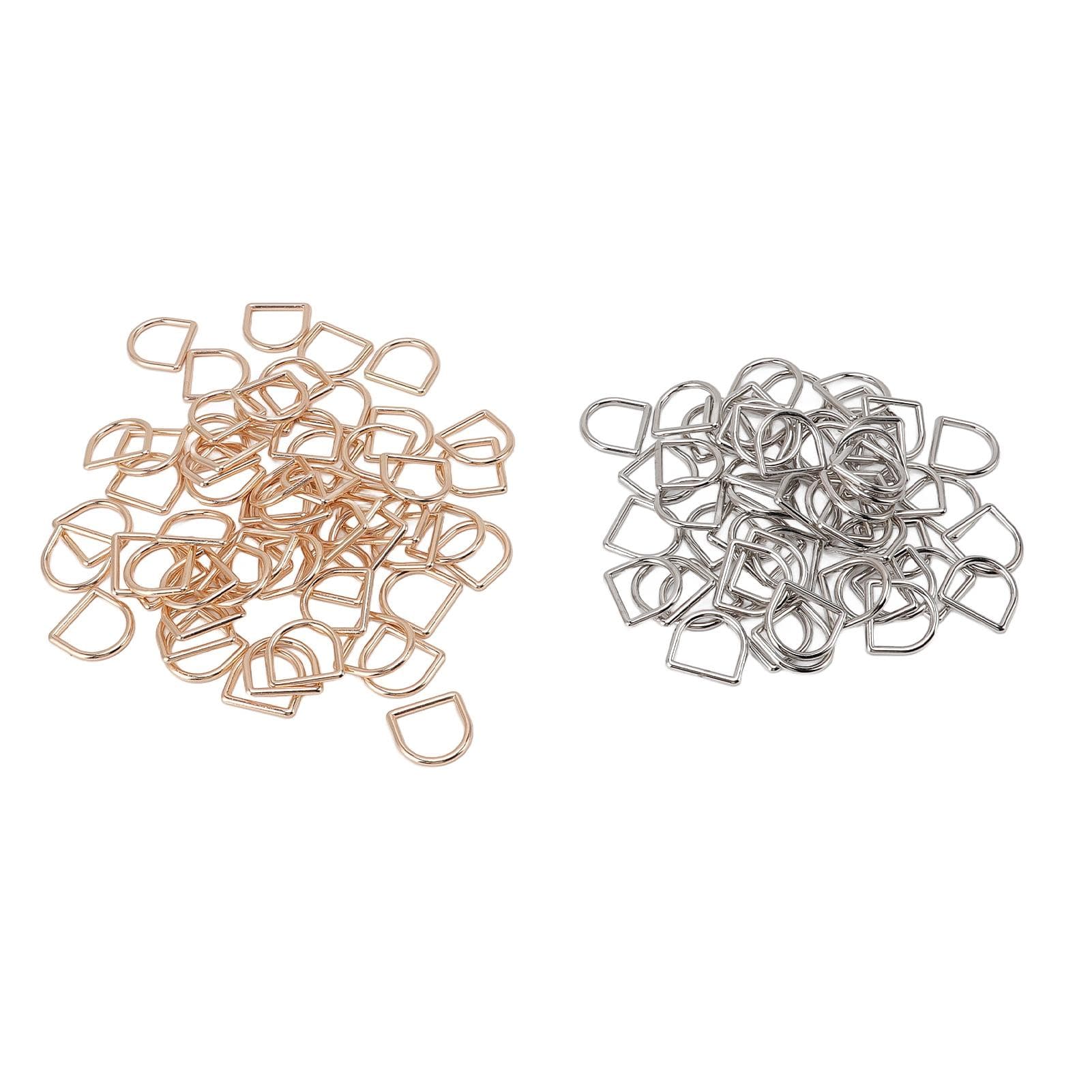 120pcs D Rings 60pcs Gold 60pcs Silver Semicircle Burrs Free Seamless Welding Zinc Alloy Craft