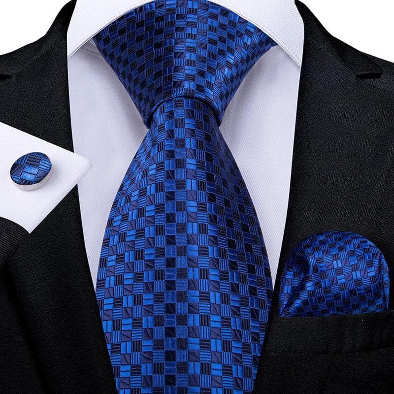 Luxury Mens Necktie Set Business Tie Silk Hanky Cufflinks Set N-0561