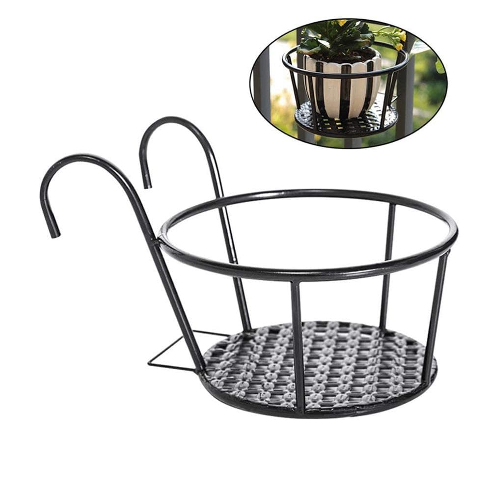 Iron Hanging Flowerpot Portable Flower Pots Metal Garden Flowers Bucket black