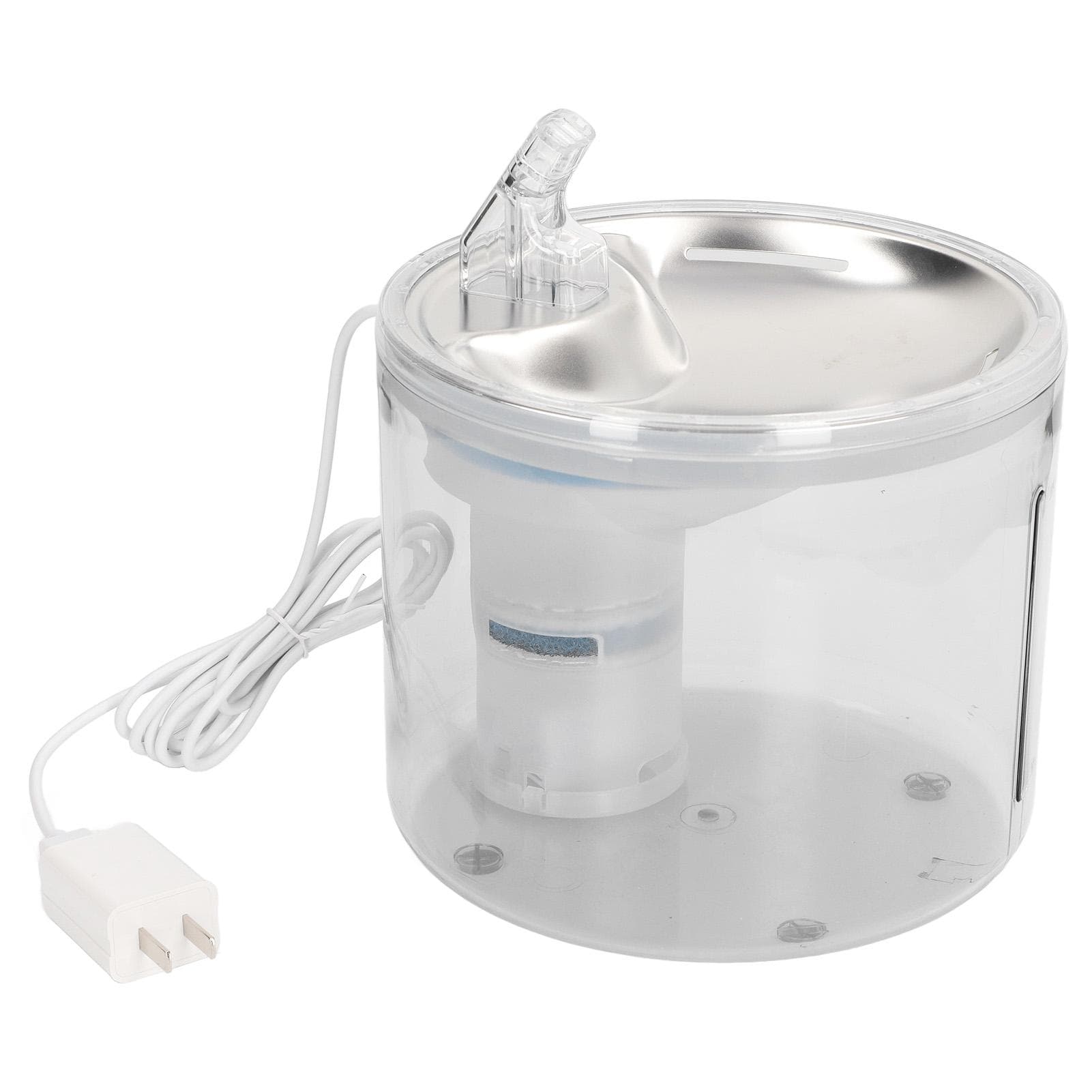 Cat Water Fountain 2.6L Automatic Stainless Steel Transparent Quiet Pet Drinking Fountain