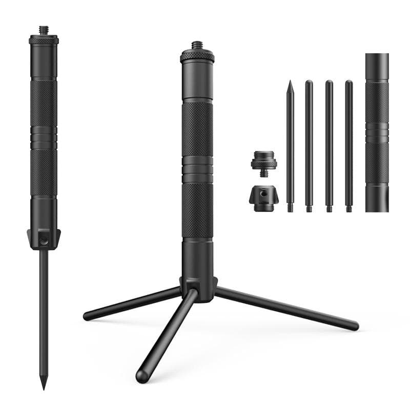 Aluminum Lantern Stand Camping Lamp Pole Foldable Light Support Holder Lamp Bracket Camera Phone Tripod Stand black