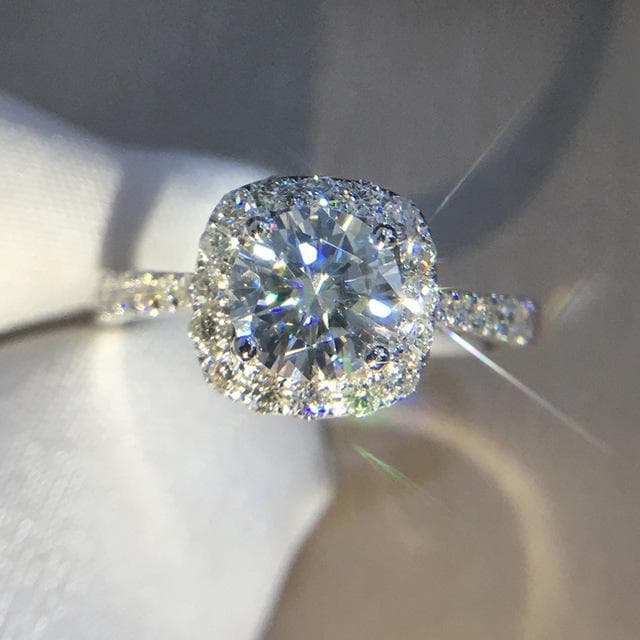 2 Carats White Vs1 Diamond Anillos De Jewelry Bizuteria S925 Sterling Silver Ring Gemstone For Women Bijoux Silver 925 Jewelry Resizable
