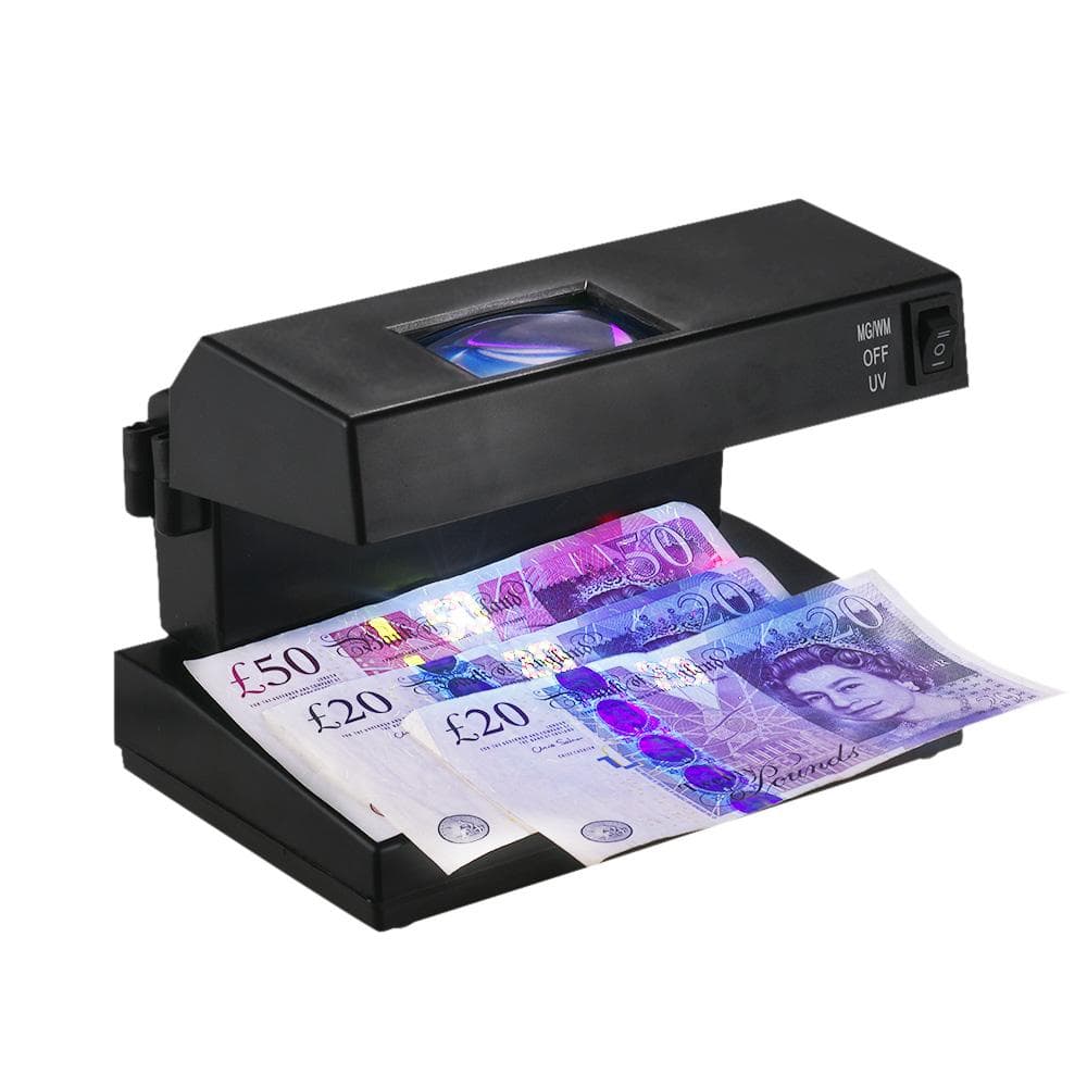 Portable Desktop Counterfeit Bill Detector Cash Currency Banknotes Notes Checker Machine Support EU Plug black