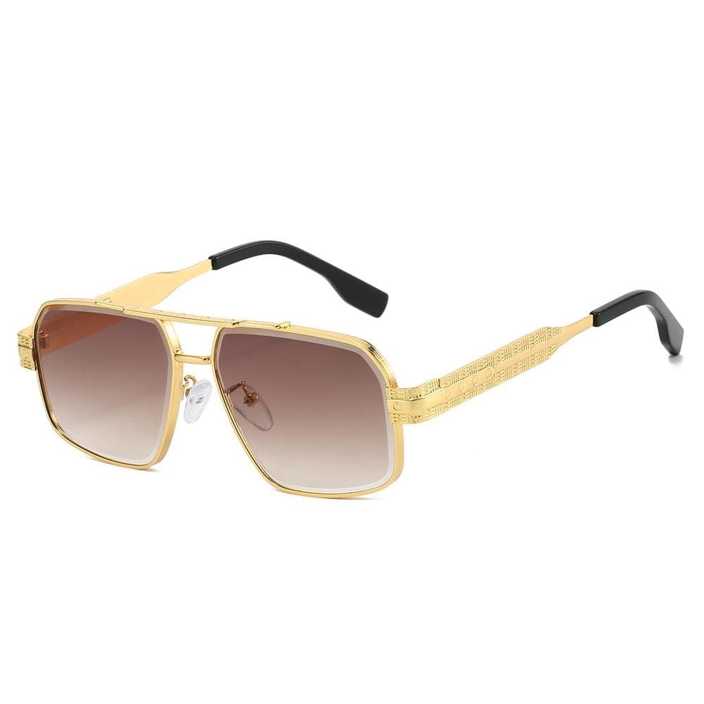 New Double Bridge Gradient Square Women Sunglasses Luxury Brand Frame Carved Design UV400 Outdoor Travel Trend as picture