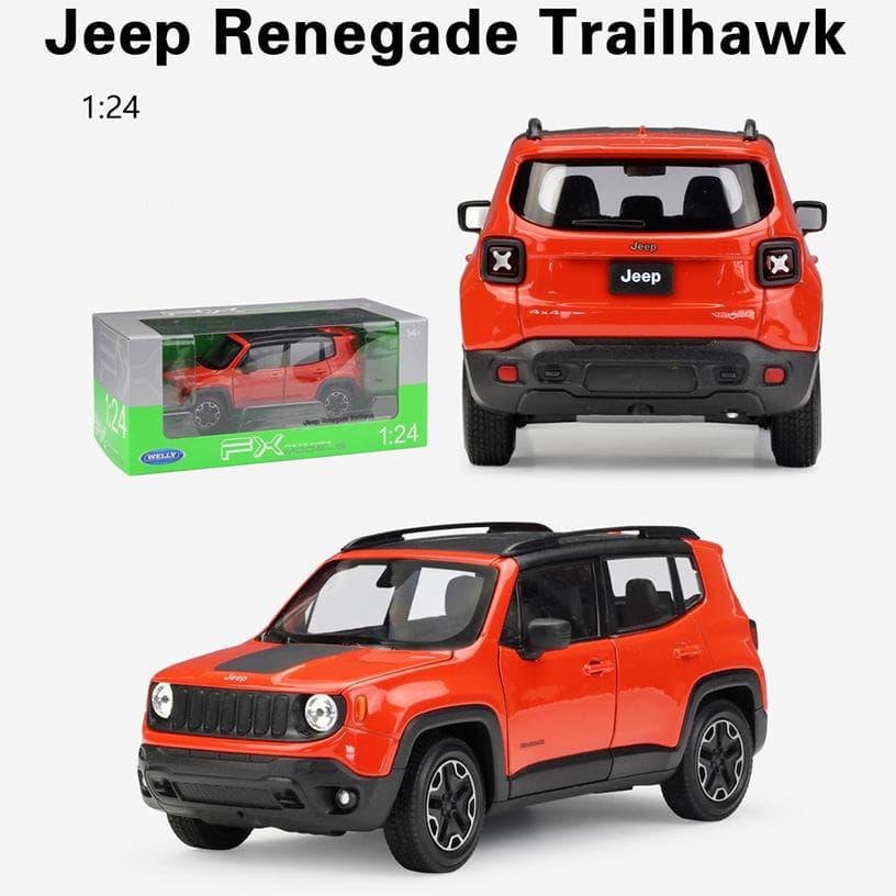1/24 Scale Welly Jeep Renegade Trailhawk Alloy Car Model Diecasts Metal Toy Vehicles Car Model High Simulation Collection Childrens Gifts 1/24-17.5x7.5x7.2cm orange