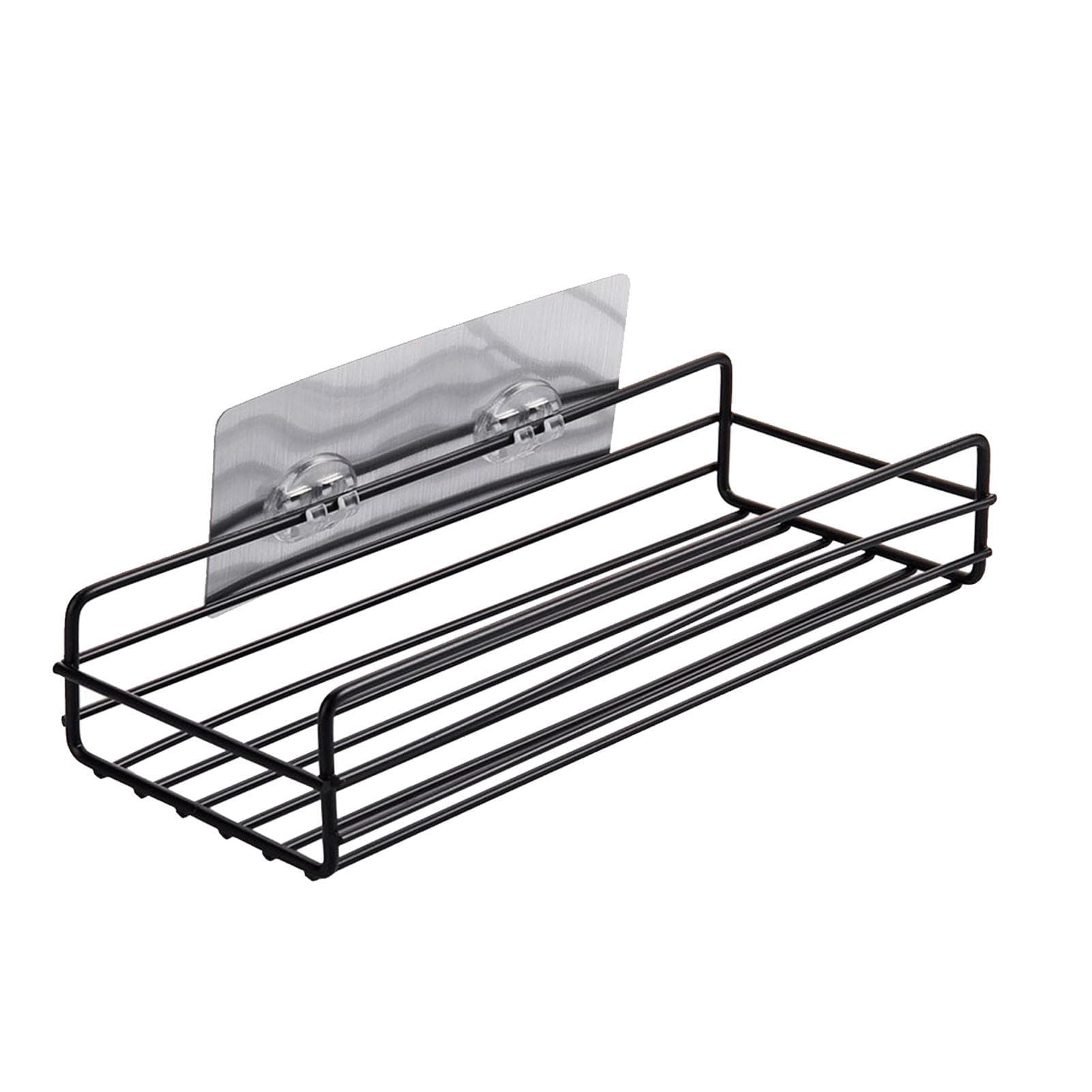 Simple Shower Shelf Wall Mounted Punch Free Toilet Hanging Basket Washstand Iron Shelf for Bathroom black
