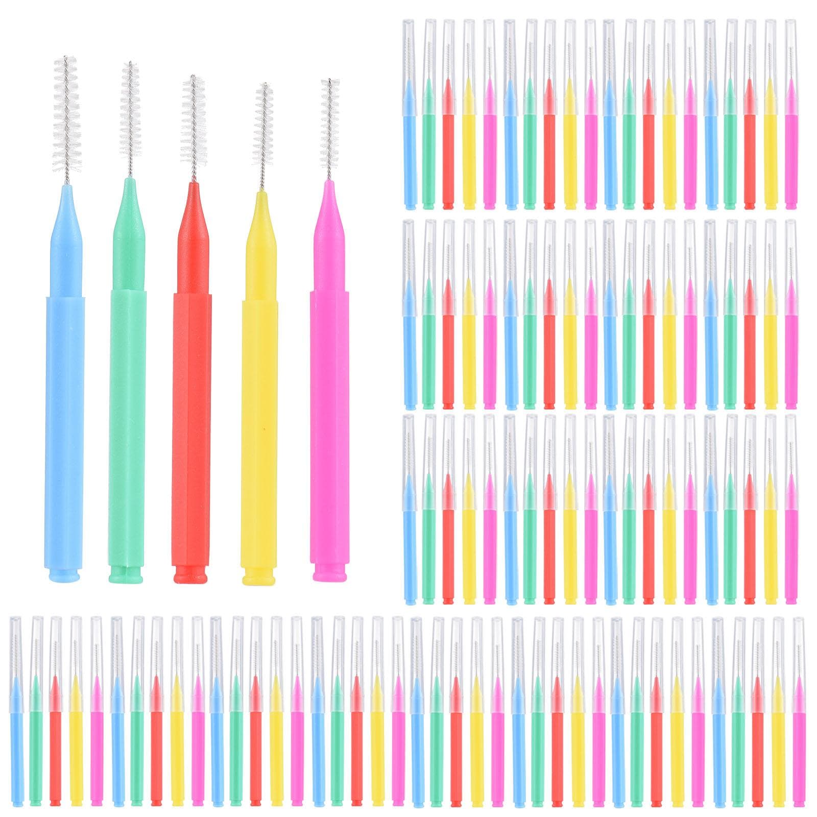 100 Pieces Interdental Brushes Dental Floss Toothpick Orthodontic Braces Brush Tooth Cleaning Tool multicolour
