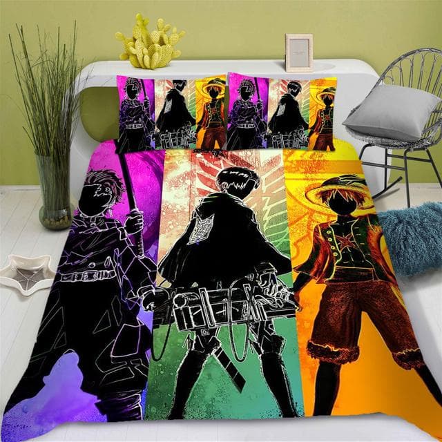 One-Piece Anime Duvet Cover Set Comforter Printed Nika Luffy Gear Cartoon Twin Size Bedding Sets Gifts 3-pieces Set Home Decor EU King 240x220cm