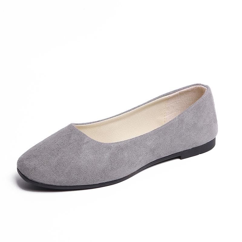 Women Girls Solid Plus Size Slip On Flat Shallow Comfort Casual Single Shoes 19 Colour 43 grey