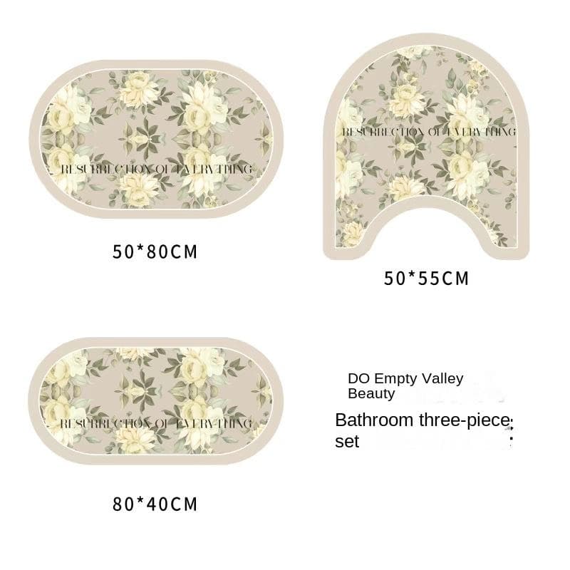 Retro Bathroom Diatom Mud Floor Mat Three-Piece U-Shaped Toilet Mat Toilet Absorbent Non-Slip Foot Mat Entrance Door Mat 1pc40x60cm 16x24inch