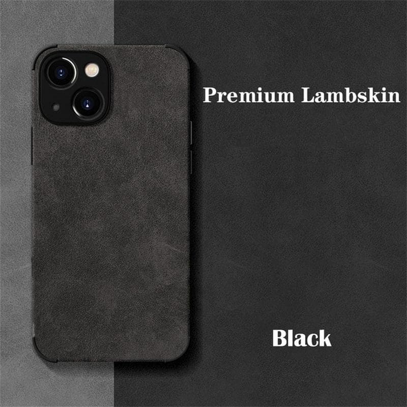 Luxury Lambskin Leather Phone Case For iPhone 17 16 Pro Max 15 14 Pro 13 12 11 17 Pro Max X XS XR 7 8 Plus SE 2 Retro Solid Color Soft Silicone Cover iPhone 12 black