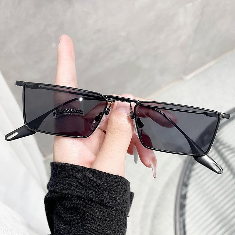 Retro Rectangle Sunglasses Women Metal Frame Vintage Small Square Sun Glasses Ladies Classic Black Oculos De Sol MULTI