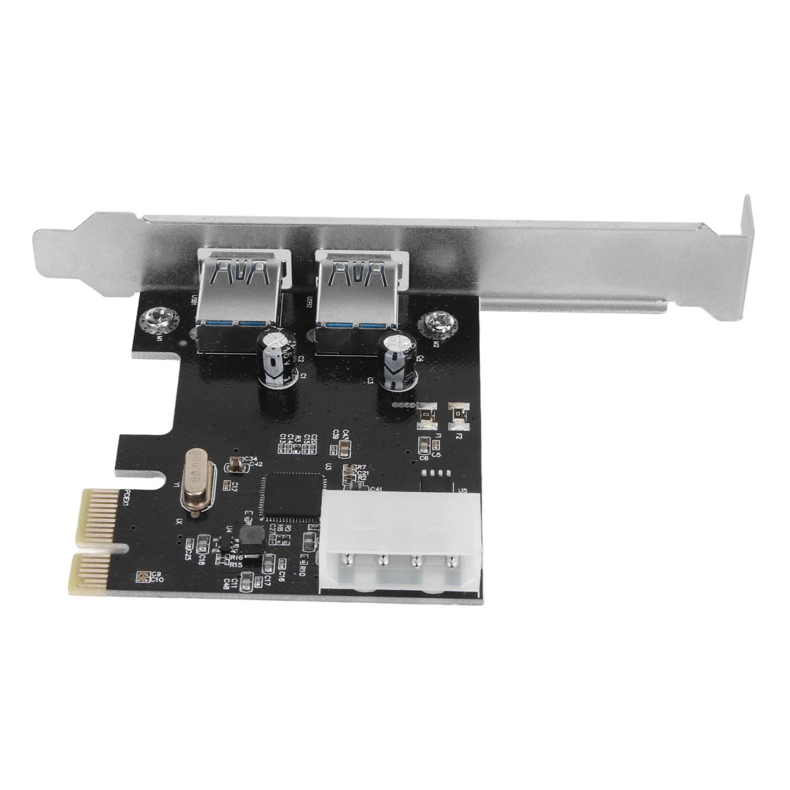 PCIe to USB3.0 Expansion Card 5Gbps 2 Ports 4Pin Power Plug and Play PCIe Controller Card for Win