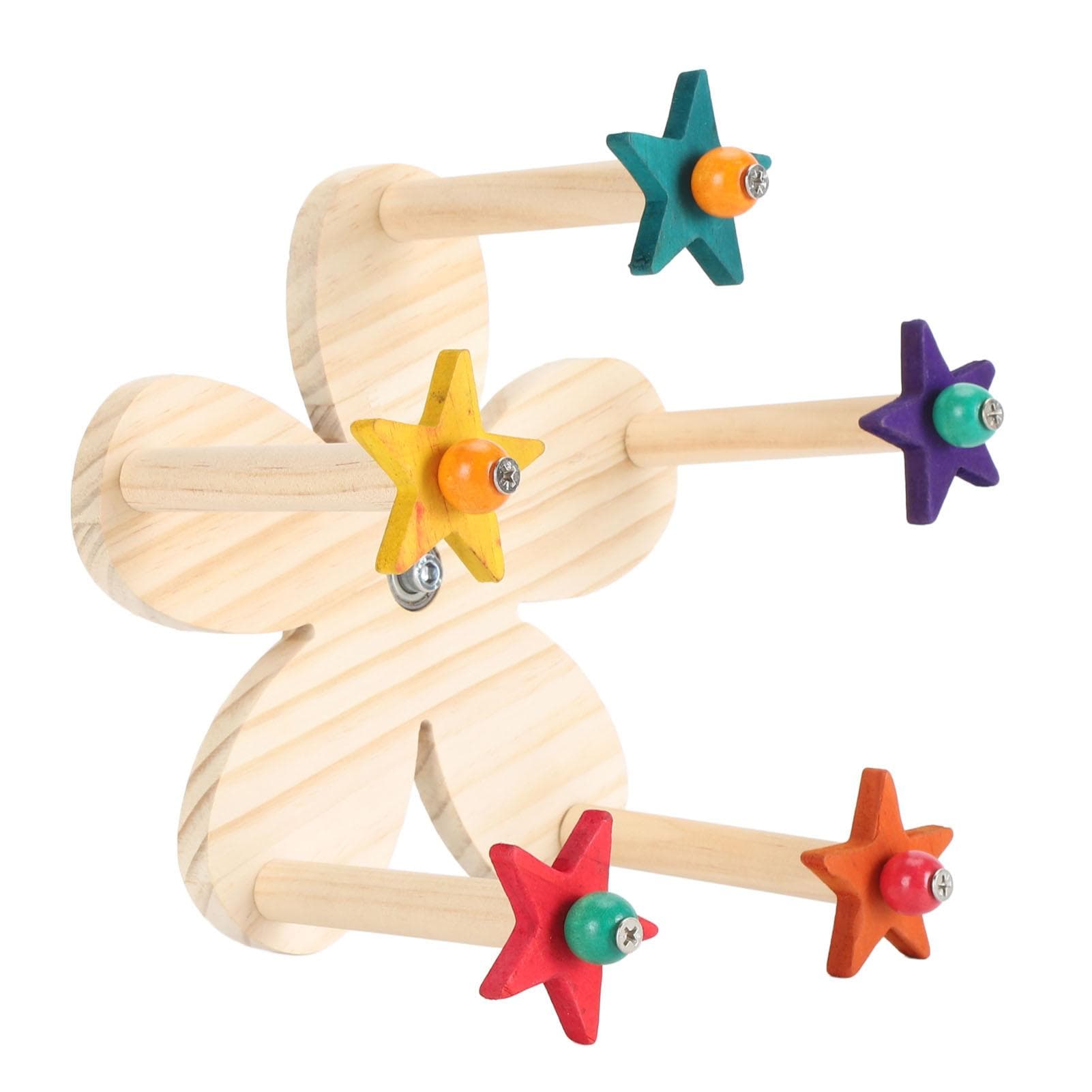 Bird Ferris Wheel Toy Rotating Wooden with 5 Perches for Budgies Conures Lovebirds Parakeets
