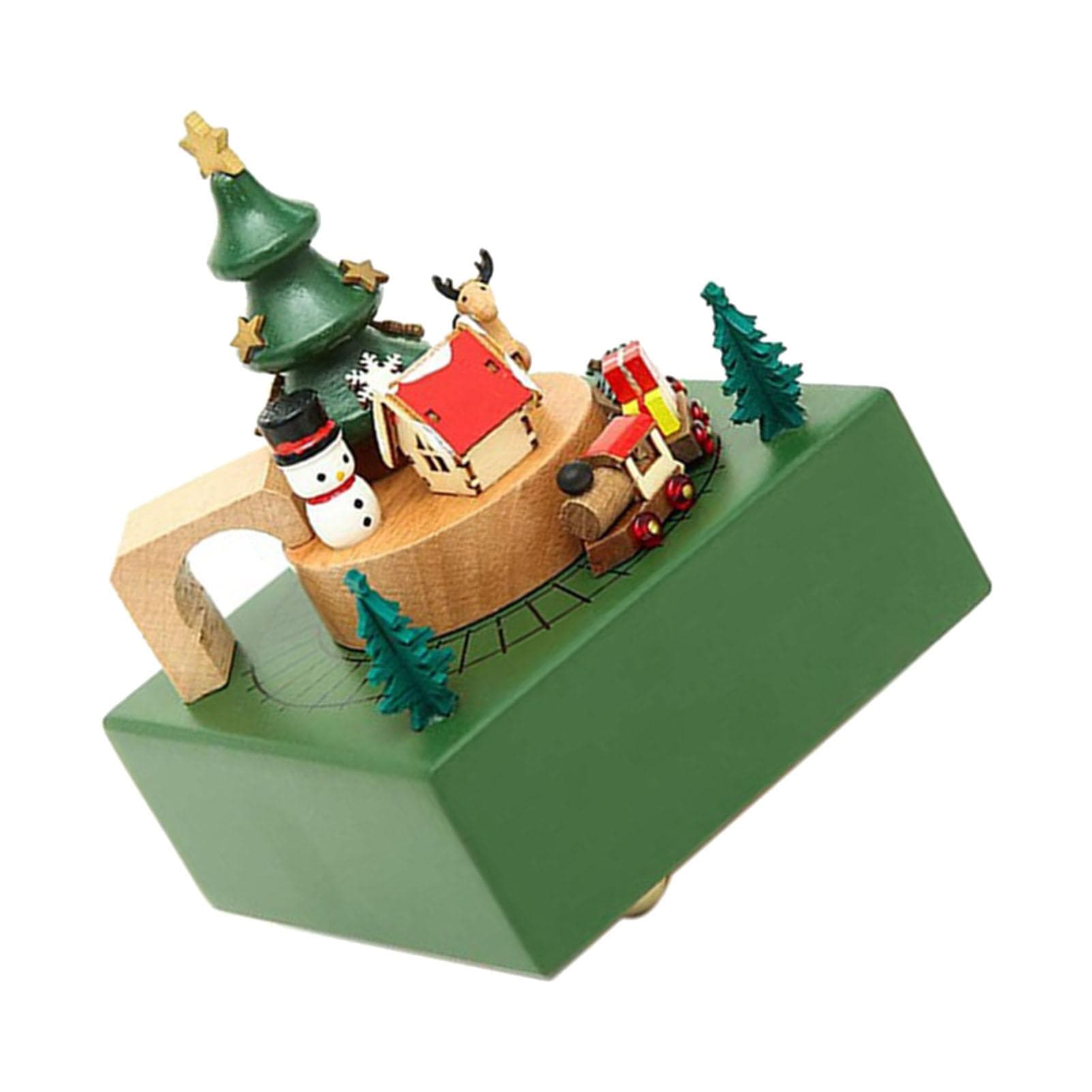 Wooden Train Music Box for Girls Boys Real Details Clear Wood Grain Christmas Train Musical Box