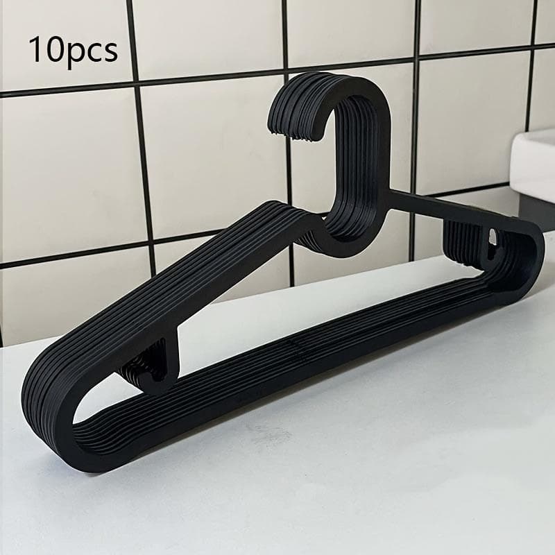 Pack of 10 Heavy Duty Plastic Clothes Hangers - Non-slip, space-saving, multi-purpose hangers for home, hotel, dormitory black