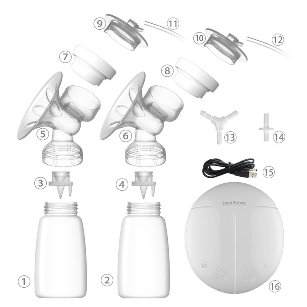 Electric Double Breast Pump Comfortable Breastfeeding Milk Pump USB White white