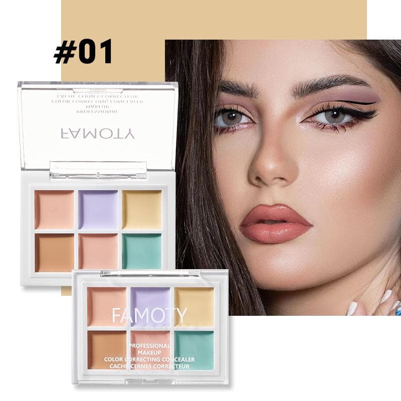 Concealer Palette Long-lasting Moisturize Concealer Cream Bronzer Contouring Brightening Highlighter Face Color Corrector 6color 01#