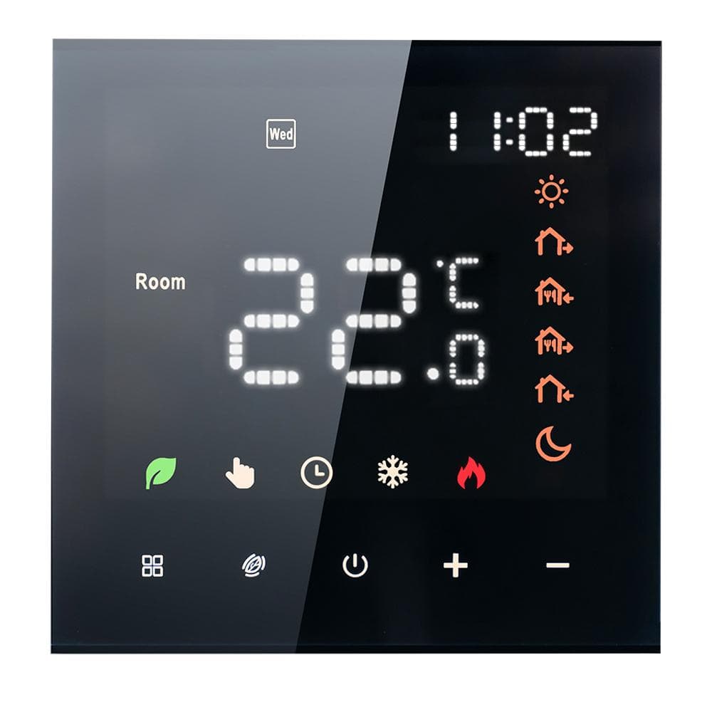 Smart Thermostat 16A Digital Programmable LCD Display Touchscreen Underfloor Heating Temperature Normal 16A Electric Heating Dot Type black