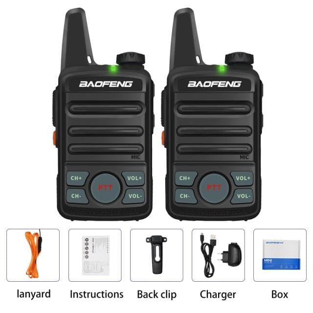 2PCS BF-T99 Mini Kids Walkie Talkie Upgraded BF-T1 UHF Ham Radio Bft1 HF Transceiver Bf T1 Woki Toki Amateur Radio Station 2pcs-US Plug black
