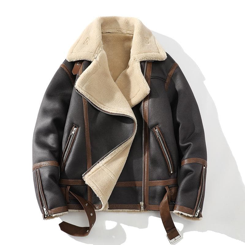 Winter Men's Large Size Casual Lapel Padded Thickened Fur Jacket Coat XXXXXL dark brown