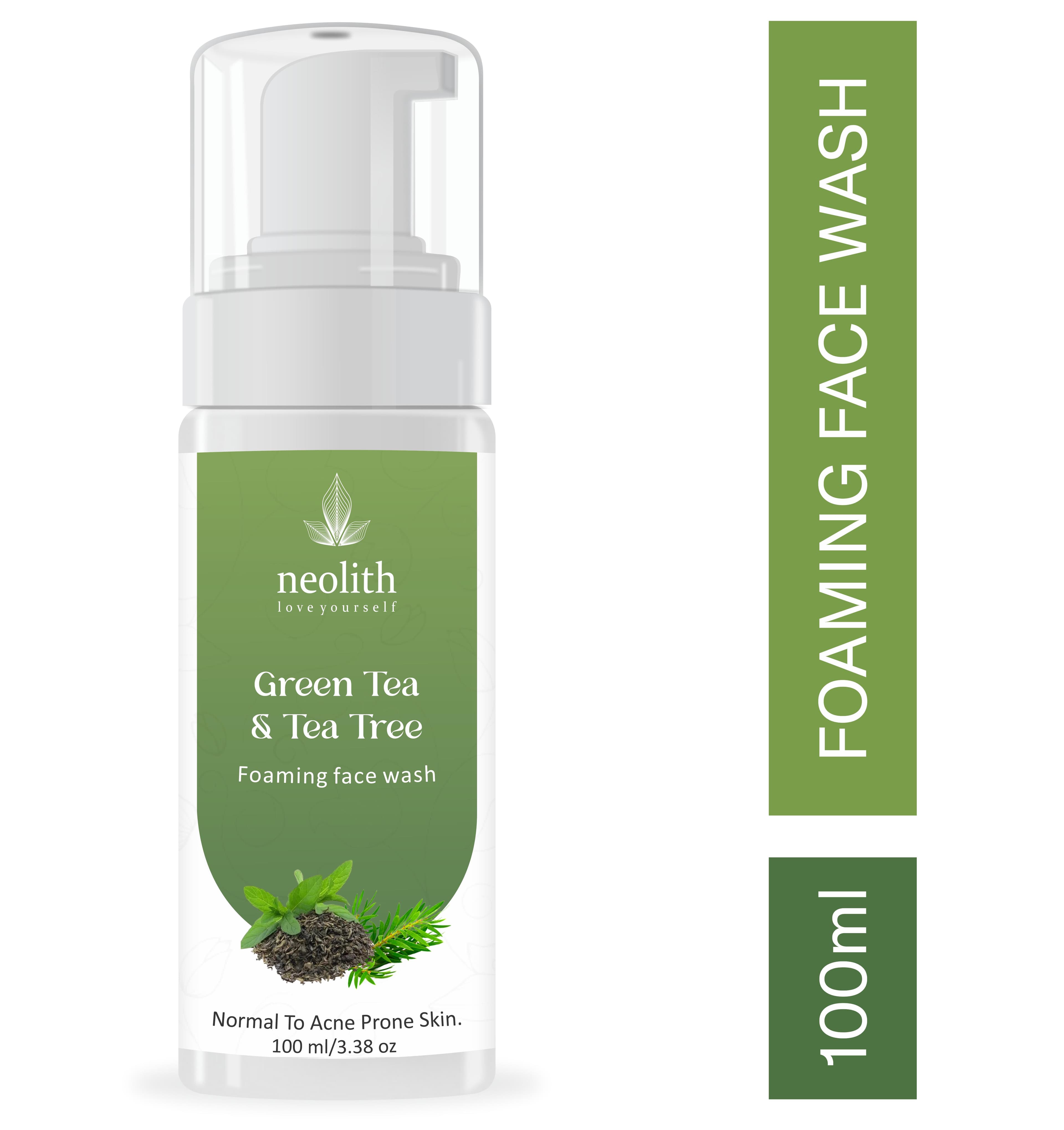 Neolith Green Tea and Tea Tree Foaming Face Wash || Acne control, Skin rejuvenation, Oil control || 100 ml 100 ML white
