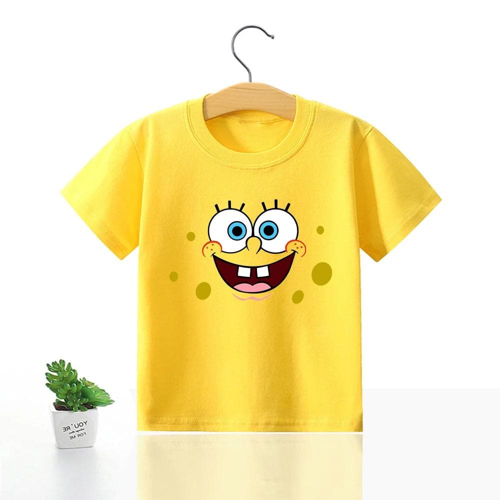 SpongeBobs SquarePants Children Clothing Anime Summer Short Sleeve Cute Patrick Star Clothes Cotton T-shirt Cartoon Kids Tops 130