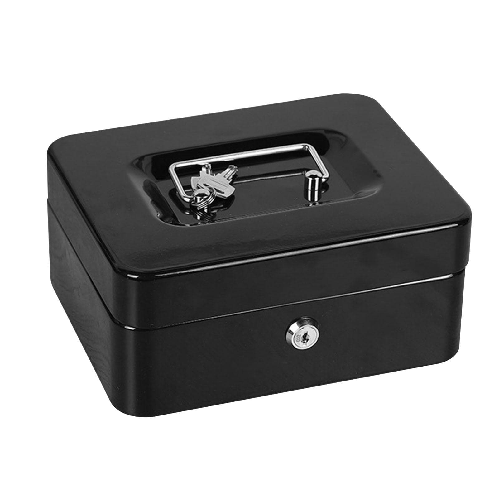 Fireproof Box Large Capacity Portable Document Box Metal Safe Storage Box with 2 Keys for Home Car black
