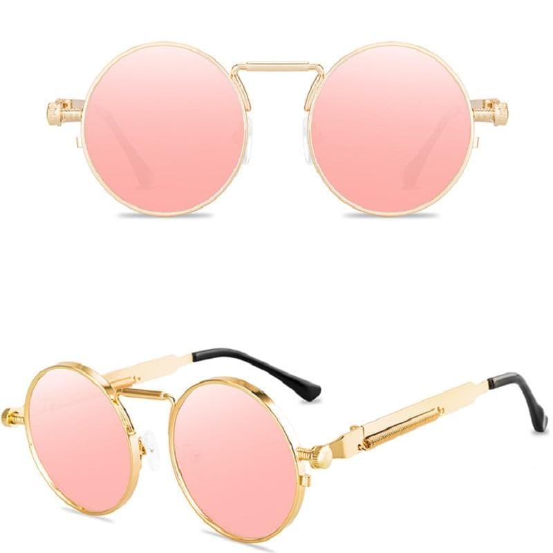 Retro Punk Sunglasses Colorful Round Metal Frame UV400 Unisex Fashion Sunglasses for Men Women