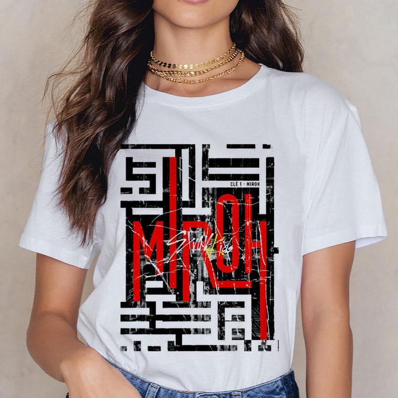 Stray Kids Harajuku Kpop Casual Short Sleeve T Shirt Women Fashion Ullzang Miroh T-Shirt K Pop Fan Tshirt 90S Korean Tops Female M