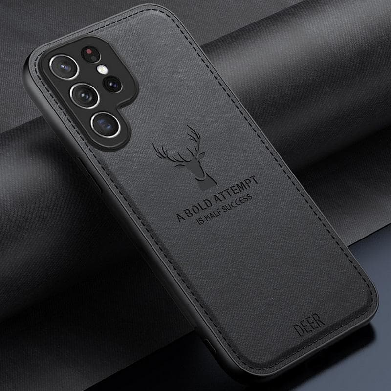 For Samsung S25 Ultra S24 FE S26 S23 Plus S22 S21 A56 A16 A36 A55 A15 A35 5G Phone Case ELK Hybrid Soft TPU Leather Matte Back Cover Samsung S26 Ultra black